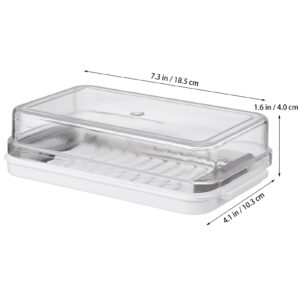 DOITOOL Butter Dish Butter Keeper with Sealed Lid and Cutter Slicer for Easy Cutting and Storage Butter Box Cheese Keeper for Refrigerate 2 in 1 Clear Butter Container Whit