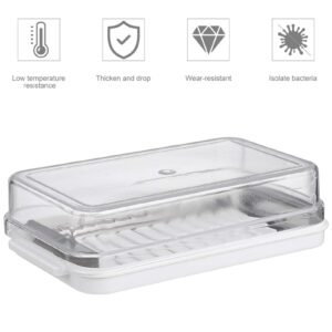 DOITOOL Butter Dish Butter Keeper with Sealed Lid and Cutter Slicer for Easy Cutting and Storage Butter Box Cheese Keeper for Refrigerate 2 in 1 Clear Butter Container Whit