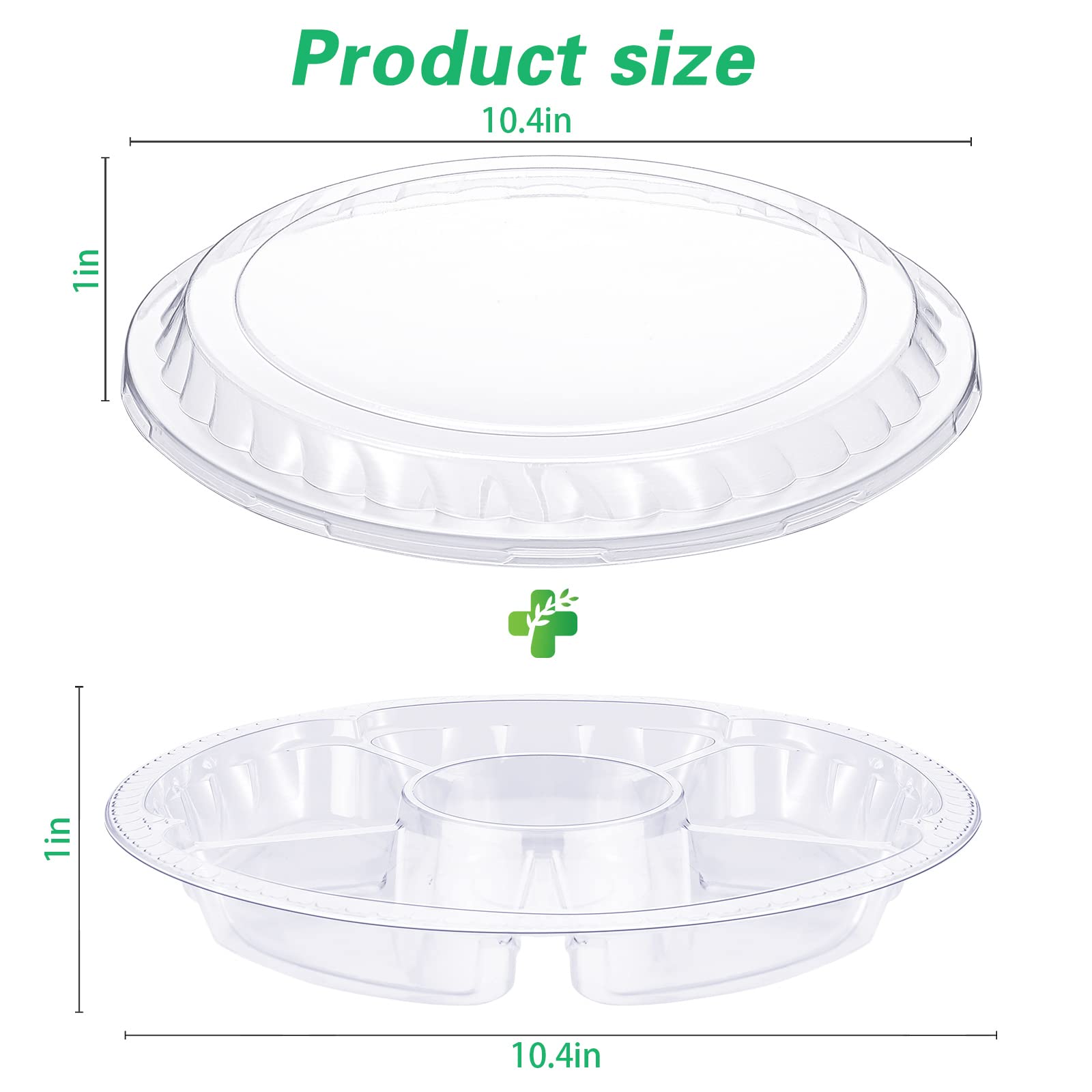 20 Pieces Plastic Appetizer Trays with Lids Disposable Platter Buffet Compartment Serving Tray for Fruit Veggie Snack Food Containers (Clear,6 Grids)