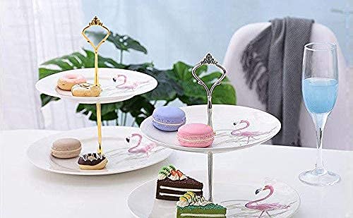 3 Tiered Tray Hardware, 6 Sets Cake Tray Stand Fittings Hardware for Cake Stand Mold, Decoration Accessories for Wedding Banquet Family Banquet,2Golden, 2Silver, 2Black