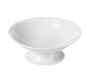 portmeirion sophie conran white footed comport | 9 inch fruit bowl for serving berries, dessert, or candy | centerpiece bowl for kitchen counter | made from fine porcelain