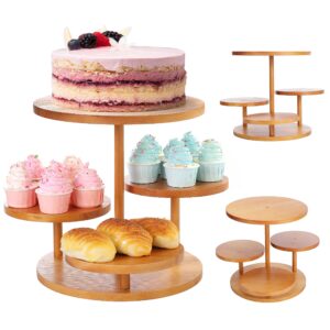 Round Cupcake Tower Stand for 60 Cupcakes, Wooden Cake Stands with Tiered Tray Decor,Farmhouse Tiered Tray Decor,Cupcake Display for Birthday Graduation Baby (Brown)