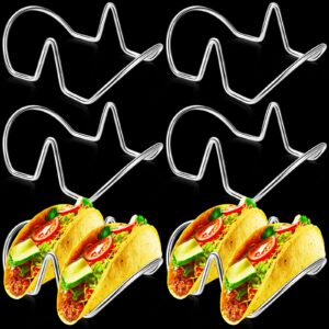 Set of 6 Taco Holders Stainless Steel Taco Stand for 2 Hard or Soft Tacos Taco Shell Holder Stand Taco Tray Taco Rack for Baking Taco Bar Gifts Accessories, Dishwasher Safe