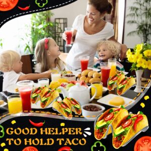 Set of 6 Taco Holders Stainless Steel Taco Stand for 2 Hard or Soft Tacos Taco Shell Holder Stand Taco Tray Taco Rack for Baking Taco Bar Gifts Accessories, Dishwasher Safe