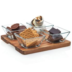 libbey acaciawood 4-piece cheese board serving set with wood serving board , 22.25 oz