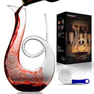 YOXSUNY Wine Decanter Upgraded Swan wine Decanters 1.7L Hand-Blown Crystal Carafe-Enhances Red Wine Flavor, Lead-Free & Elegant Design,Gift for Wine Connoisseurs.