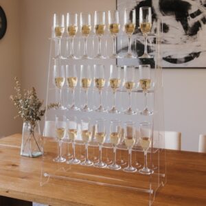 2 in 1 champagne wall holder for party modern acrylic donut stand wedding decor 32" x 22" table top tower 25 snack dowels mimosa bar decorations
