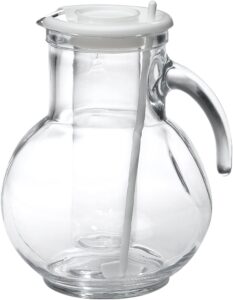 bormioli rocco kufra glass pitcher with ice container and lid, 72 3/4 oz