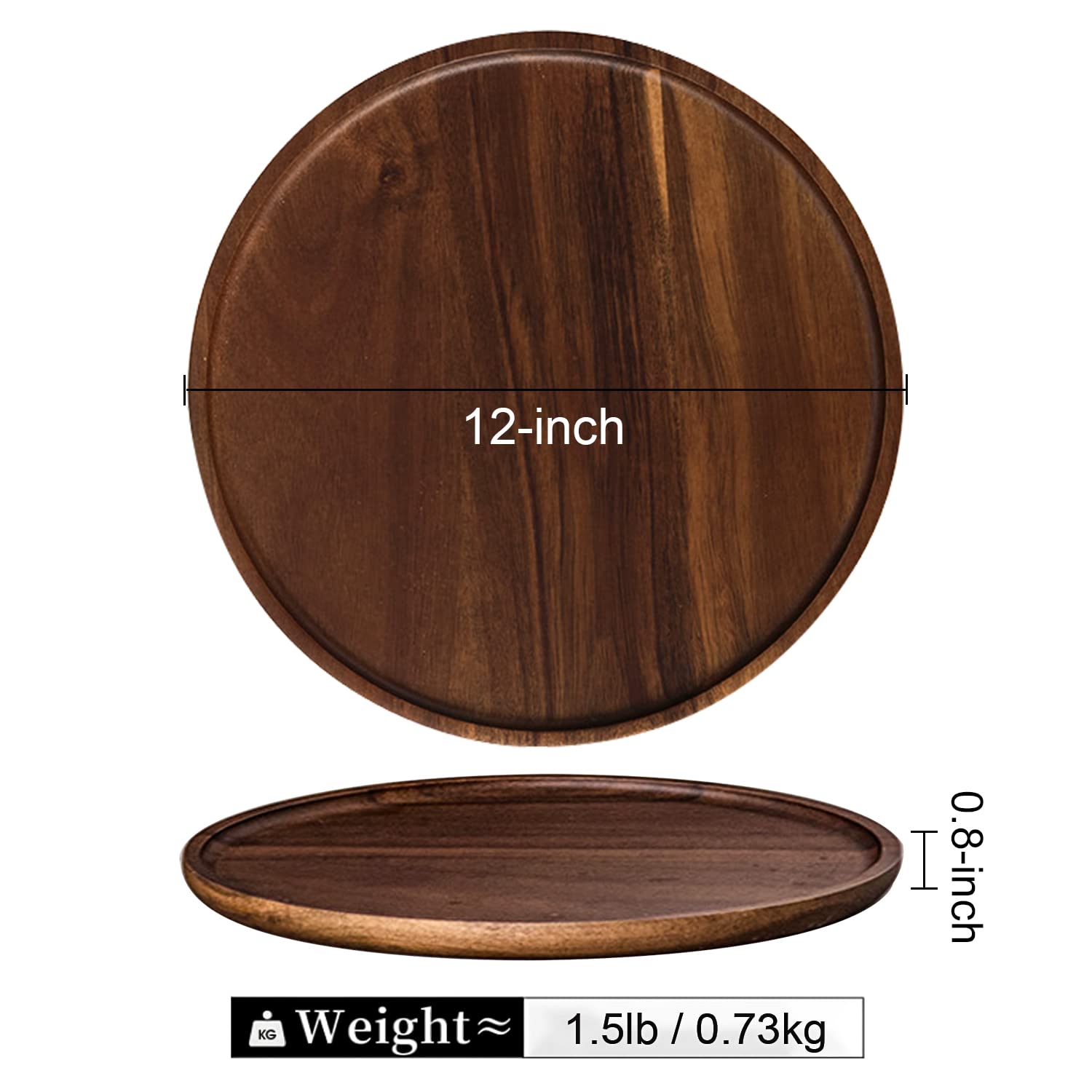 Gute 12 Inches Round Wood Tray, Wooden Tray for Table Centerpiece, Serving Tray, Candle Holder Tray for Coffee Table and Home Decor, Decorative Trays for Home Decor