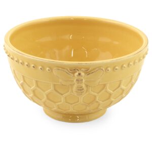 boston international embossed stoneware cereal/small serving bowl, 5.5 x 3-inches, honeycomb