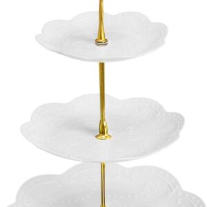 3 Tier Cupcake Stand, Plastic Tiered Serving Stand, Dessert Tray for Tea Party, Baby Shower and Wedding (Round)