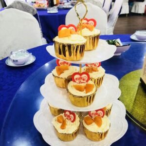 3 Tier Cupcake Stand, Plastic Tiered Serving Stand, Dessert Tray for Tea Party, Baby Shower and Wedding (Round)