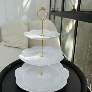 3 Tier Cupcake Stand, Plastic Tiered Serving Stand, Dessert Tray for Tea Party, Baby Shower and Wedding (Round)