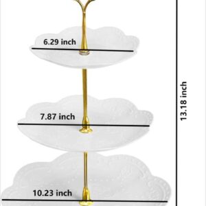 3 Tier Cupcake Stand, Plastic Tiered Serving Stand, Dessert Tray for Tea Party, Baby Shower and Wedding (Round)