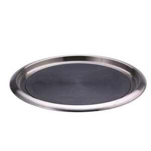 service ideas tr1614sr tray with top and bottom built in non-slip rubber inserts, 14" round, dishwasher safe, stainless steel
