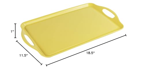 Reston Lloyd Calypso Basics Melamine Serving/Ottoman Handles, Rectangular Tray, Lemon