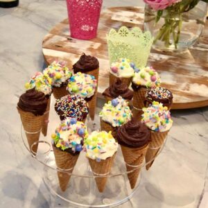 16 Holes Ice Cream Cone Holder Stand, Transparent Acrylic Material Ice Cream Cone Rack Cupcake Cones Baking Rack for Kids Birthday Afternoon Tea Party and More