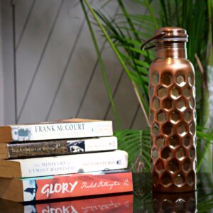 craft trade copper ayurveda copper water bottle for drinking 32oz antique black diamond pure copper water bottle travel water bottle for gym, office, hiking, outdoor – ayurvedic hammered water vessel