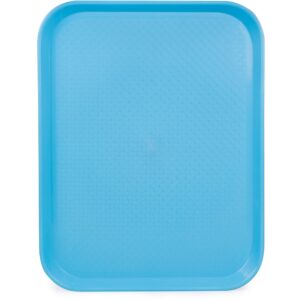 fast food cafeteria tray | 14 x 18 rectangular textured plastic food serving tv tray | school lunch, diner, & commercial kitchen restaurant equipment (blue)