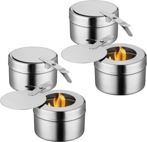 doitool 4pack stainless steel fuel holders, chafing fuel holders with cover, fuel holder for chafing dish, and buffet, barbecue, party