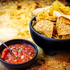 LavoHome 6 Pack of Salsa Bowls, Black Plastic Mexican Molcajete Chips Guacamole, Serving Dish, Sauce Cup, Side dish, Snack, Chips, Dip, Nuts or Candy. Great to use at any event