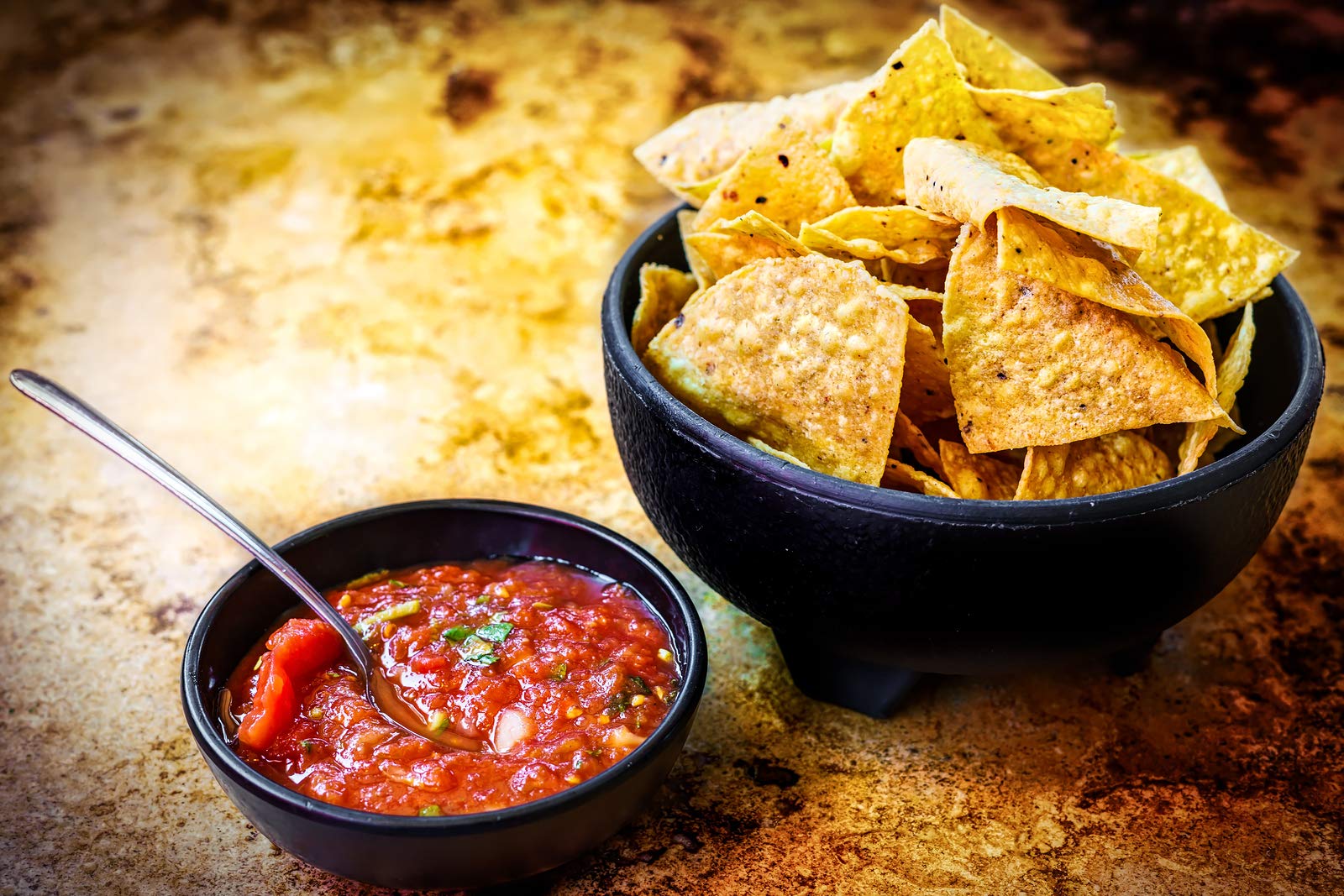 LavoHome 6 Pack of Salsa Bowls, Black Plastic Mexican Molcajete Chips Guacamole, Serving Dish, Sauce Cup, Side dish, Snack, Chips, Dip, Nuts or Candy. Great to use at any event