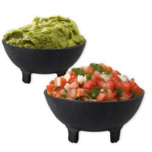 LavoHome 6 Pack of Salsa Bowls, Black Plastic Mexican Molcajete Chips Guacamole, Serving Dish, Sauce Cup, Side dish, Snack, Chips, Dip, Nuts or Candy. Great to use at any event