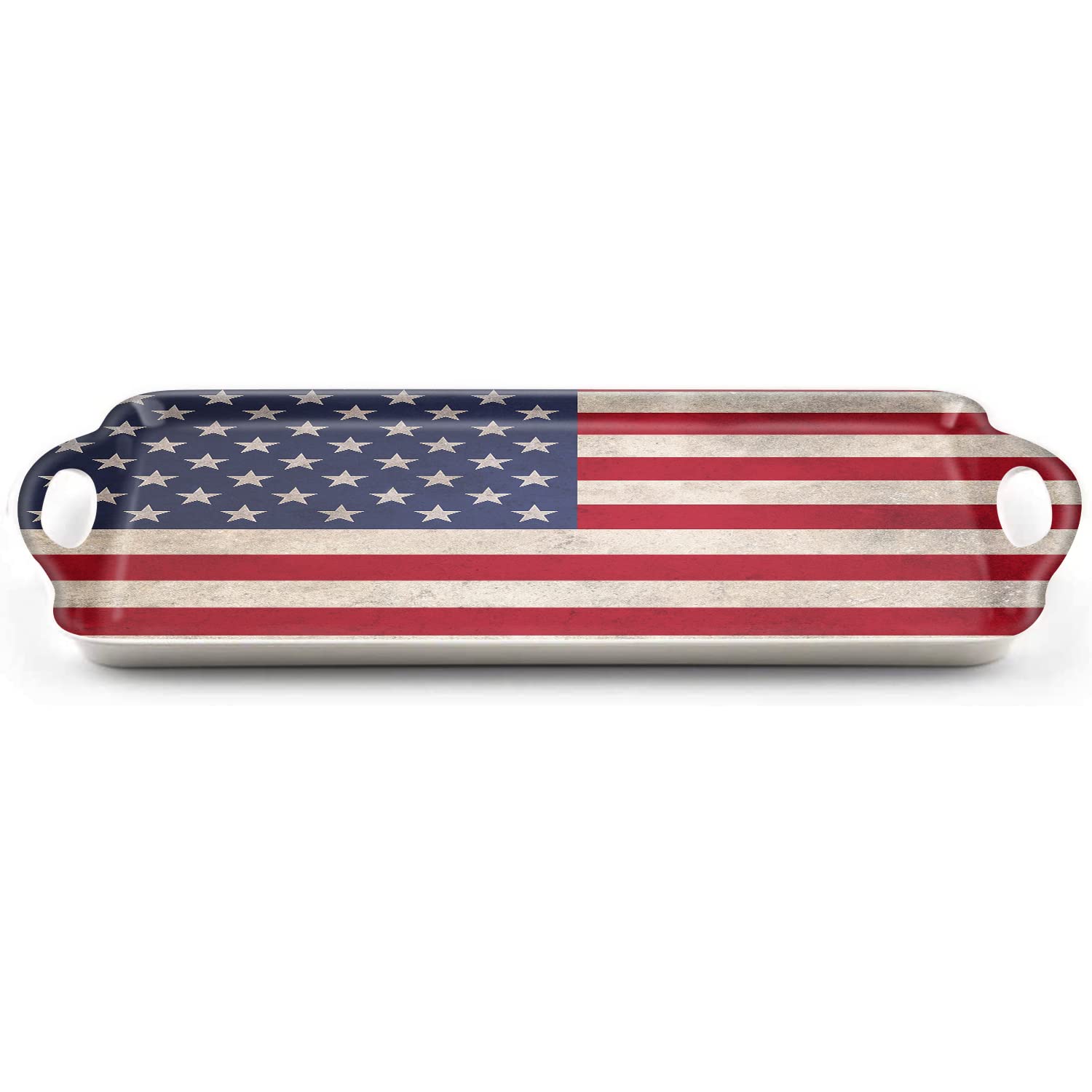 Serving Tray Decorative Tray with Handles Multi-Purpose Rectangular Serving Trays for Restaurant, Parties, Coffee Table, Kitchen - American Flag