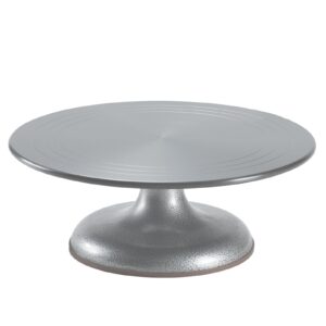 suuker aluminium alloy revolving cake stand,professional 12 inch rotating cake turntable,dessert stand,ideal cake decorating supplies for cake decorations,cupcakes and pastries(silver)