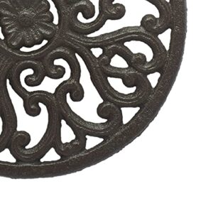 Cast Iron Trivet, Vintage Cutout Pattern Cast Iron Insulation Pad, Dutch Oven Trivet, Removable Rubber Legs Cast Iron Trivet, 2 Pack 7 Inches Trivet, Plates to Protect Table