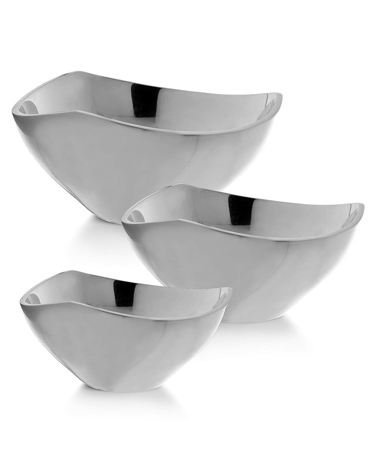 Nambe Tri-Corner Bowl | Chillable Salad Serving Bowl for Entertaining | 1 Quart Capacity - Measures at 7.5" x 4" | Serve Dips, Salsa, Appetizers, Olives, and Guacamole | Made Alloy