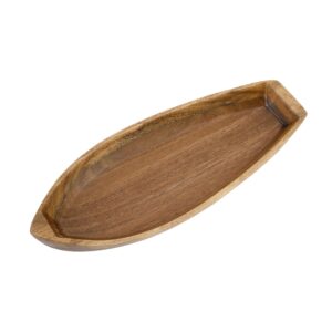 c-joy wood lucky boat wooden tray, acacia decorative bowl for serving candy cookie desserts fruits or accent artwork , functional & collectible platter, l 11.7''x w 4.72''x h 1.77'' inches