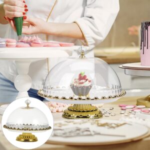 Ipetboom Ceramic Cake Stand with Dome Cover Glass Domed Cake Pedestals Round Clear Cake Plate Server Dessert Serving Platter Decorative Fruit Dish for Candy Display White