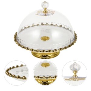 Ipetboom Ceramic Cake Stand with Dome Cover Glass Domed Cake Pedestals Round Clear Cake Plate Server Dessert Serving Platter Decorative Fruit Dish for Candy Display White