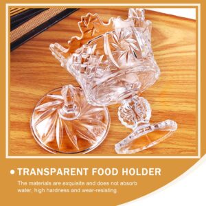 DOITOOL Crystal Glass Candy Dish With Lid Crown Candy Jar Decorative Candy Bowl Crystal Covered Cookie Jar for Home Office Desk