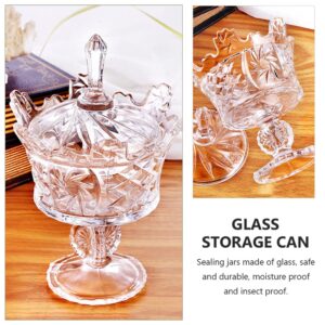 DOITOOL Crystal Glass Candy Dish With Lid Crown Candy Jar Decorative Candy Bowl Crystal Covered Cookie Jar for Home Office Desk