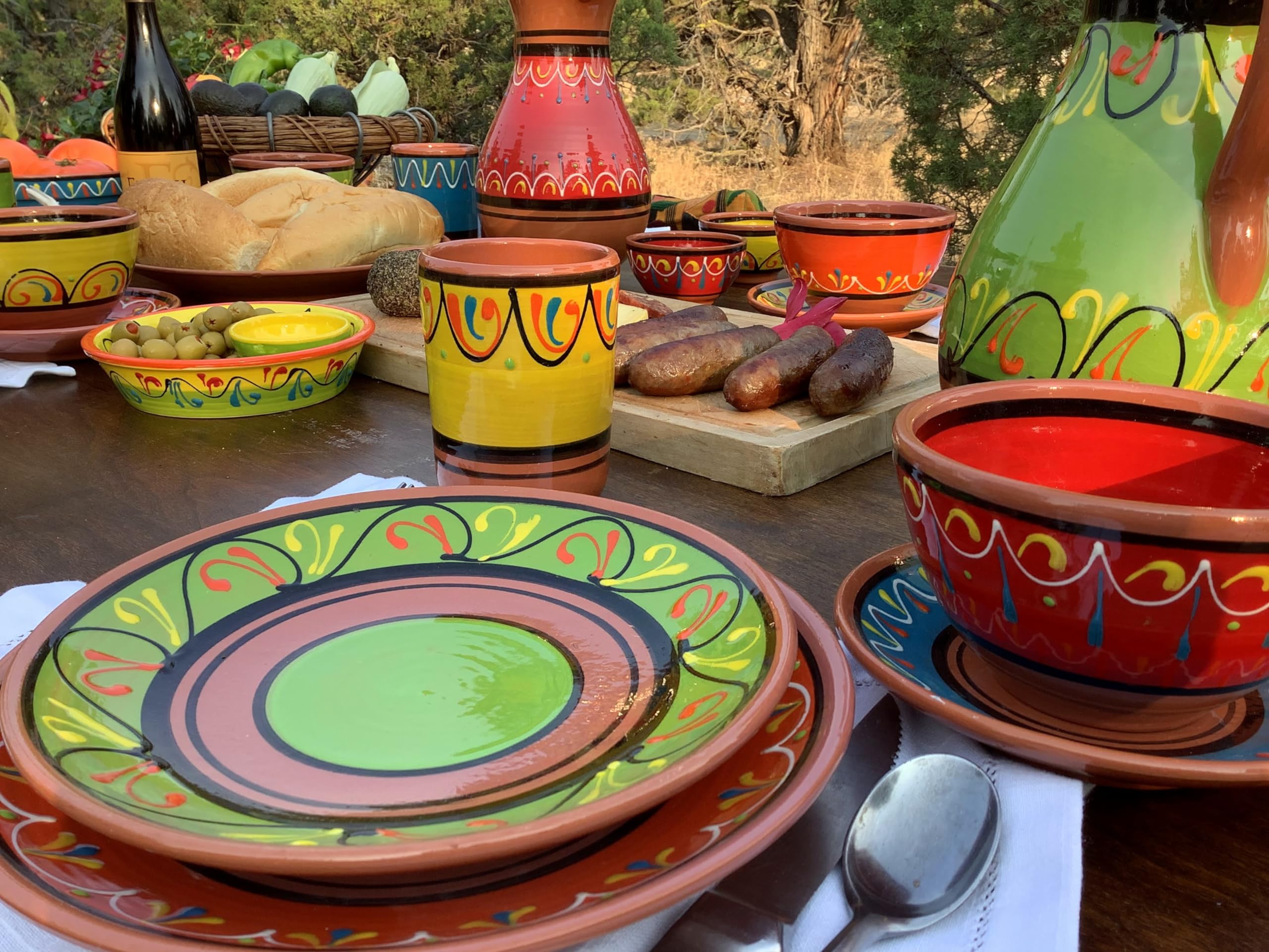 Cactus Canyon Ceramics Spanish Terracotta Deep Serving Dish, Blue