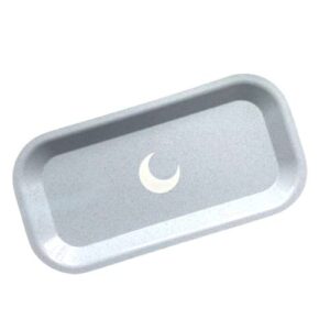 brando moon small rolling tray - blue lightweight plant based tray - made from plants - low carbon kitchen tool - curved edges and smooth surface - travel size 8 x 4.1 inches