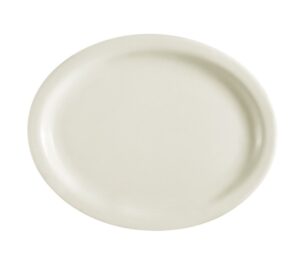 cac china nrc-13 narrow rim 11-1/2-inch by 9-inch american white stoneware oval platter, box of 12