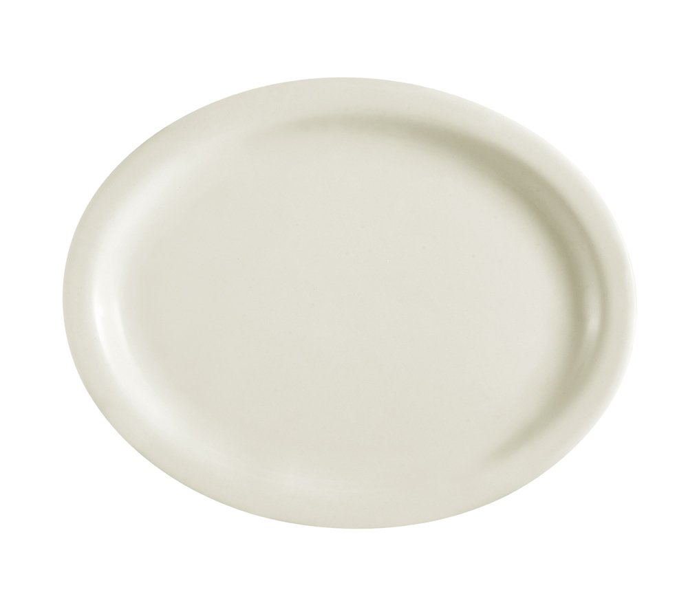 CAC China NRC-13 Narrow Rim 11-1/2-Inch by 9-Inch American White Stoneware Oval Platter, Box of 12