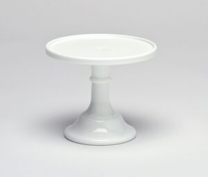 milk white 9" glass cake stand - made in the usa by mosser glass,9x8x11