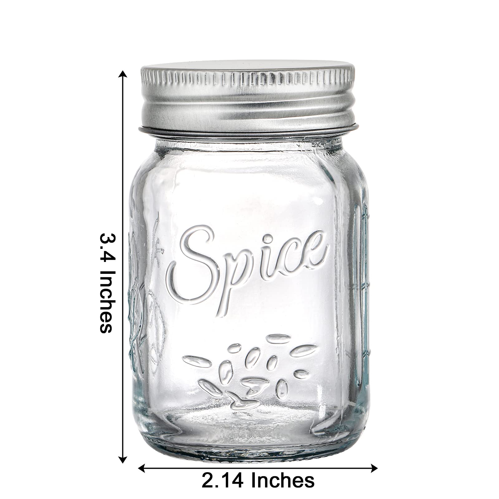 Coloch 30 Pack 4 Oz Glass Mason Spice Jar with Metal Cap, Empty Spice Bottle Round Seasoning Container with Collapsible Funnel for Herbs & Spices, Jelly, Seasoning Powder, DIY & Crafts Storing