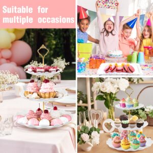 6 Pieces Cupcake Stand Set Cake Stands for Dessert Table Display Cup Cake Tier Stand Set with 3 Piece 3-Tier Cupcake Holder and 3 Pieces Appetizer Trays for Wedding Baby Shower Birthday Tea Party