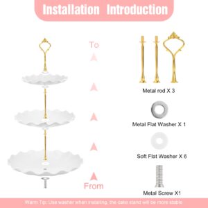 6 Pieces Cupcake Stand Set Cake Stands for Dessert Table Display Cup Cake Tier Stand Set with 3 Piece 3-Tier Cupcake Holder and 3 Pieces Appetizer Trays for Wedding Baby Shower Birthday Tea Party
