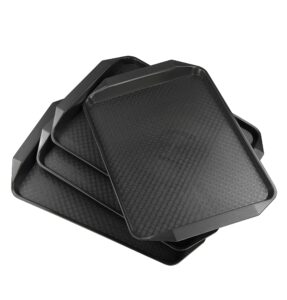 vababa black plastic fast food serving trays, 4-pack, 16.8-inch x 12-inch