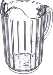 carlisle foodservice products clear pitcher tall pitcher, plastic pitcher for restaurants, catering, kitchens, plastic, 32 ounces, clear