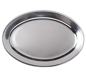 stainless steel oval platter, large, 26 x 18-inch serving platter by tezzorio