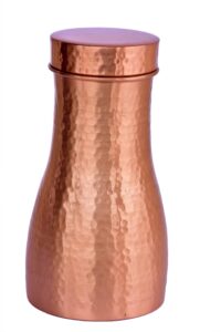 de kulture hammered pure copper carafe pitcher with cap, ideal drinkware with ayurveda and yoga benefits, 4 x 8 inches (dh), 1 litre