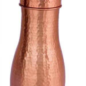 De Kulture Hammered Pure Copper Carafe Pitcher With Cap, Ideal Drinkware With Ayurveda and Yoga Benefits, 4 x 8 Inches (DH), 1 litre