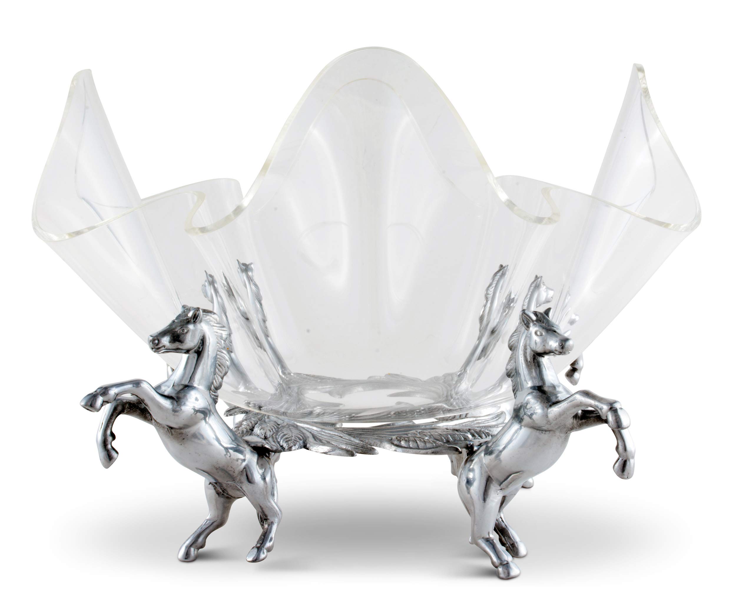 Arthur Court Designs Aluminum Metal Horse Stand with Acrylic Serving Bowl Diameter: 11 inch Tall: 9 inch